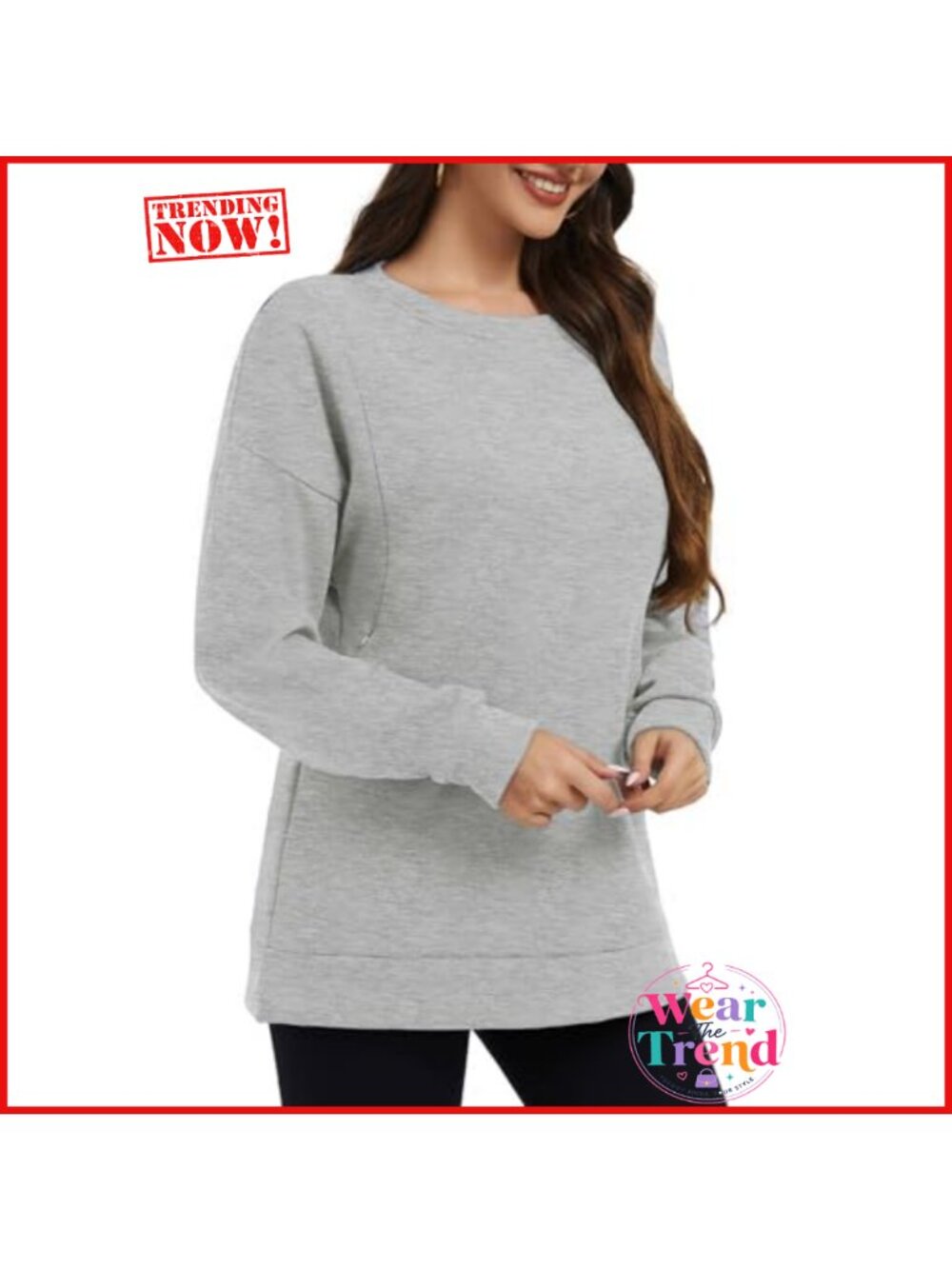 Fleece Nursing Sweatshirt Breastfeeding Pullover Long Sleeve